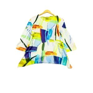 Jess & Jane Tunic Long Sleeve Top Size XL Artsy Abstract Flowy‎ Lightweight